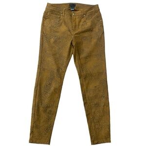 ERIC Brown Leopard Faux Velvet Paisley Skinny Pants Size 8